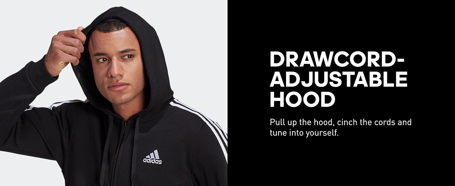 Drawcord-adjustable hood