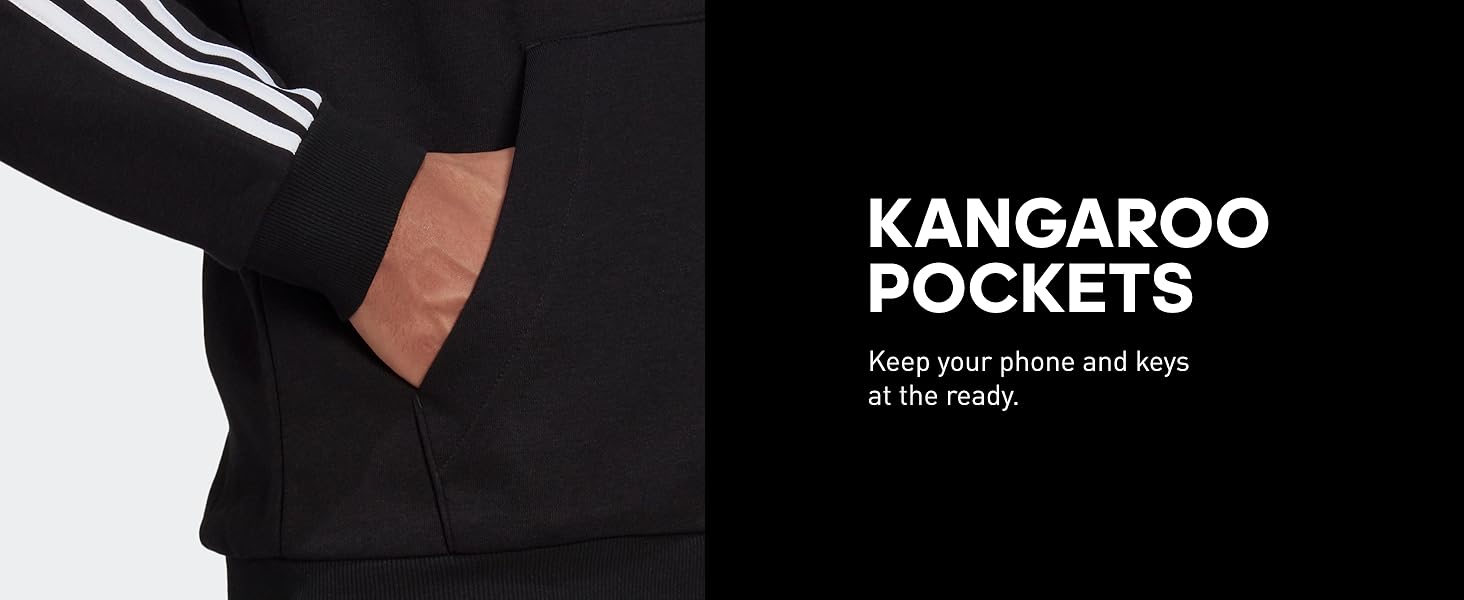 Kangaroo pockets to keep your phone and keys at the ready